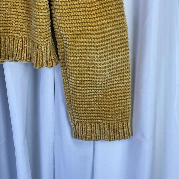 Tommy Bahama Scalloped Hem Sweater Kids Mustard 7-8 Cropped Cable Knit - Picture 8 of 9